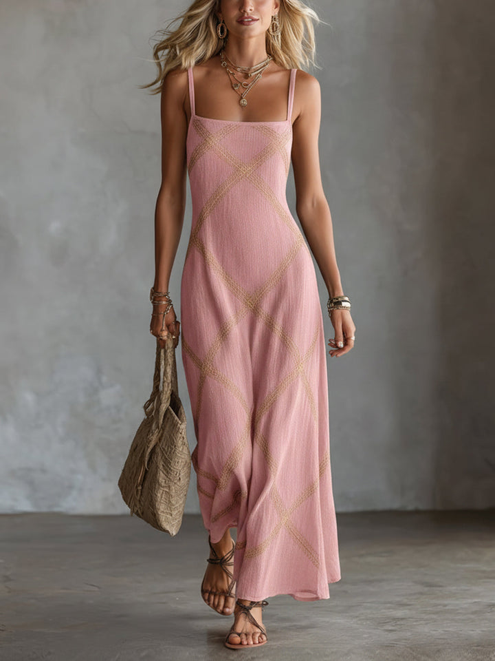 Linda – Black Camel Geometric Dress