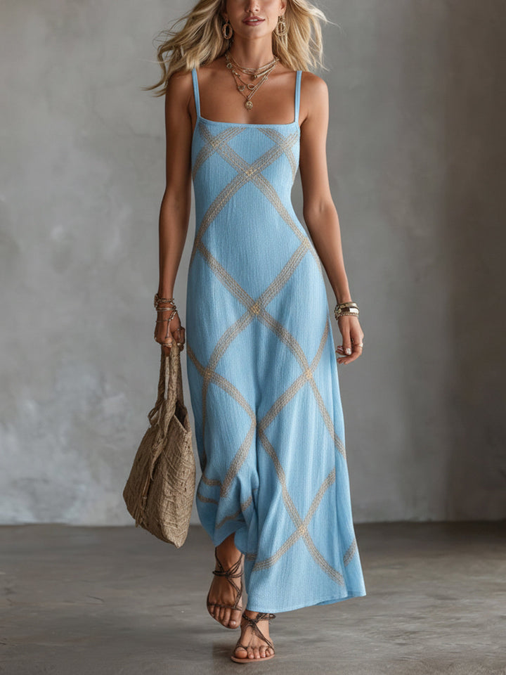 Linda – Black Camel Geometric Dress