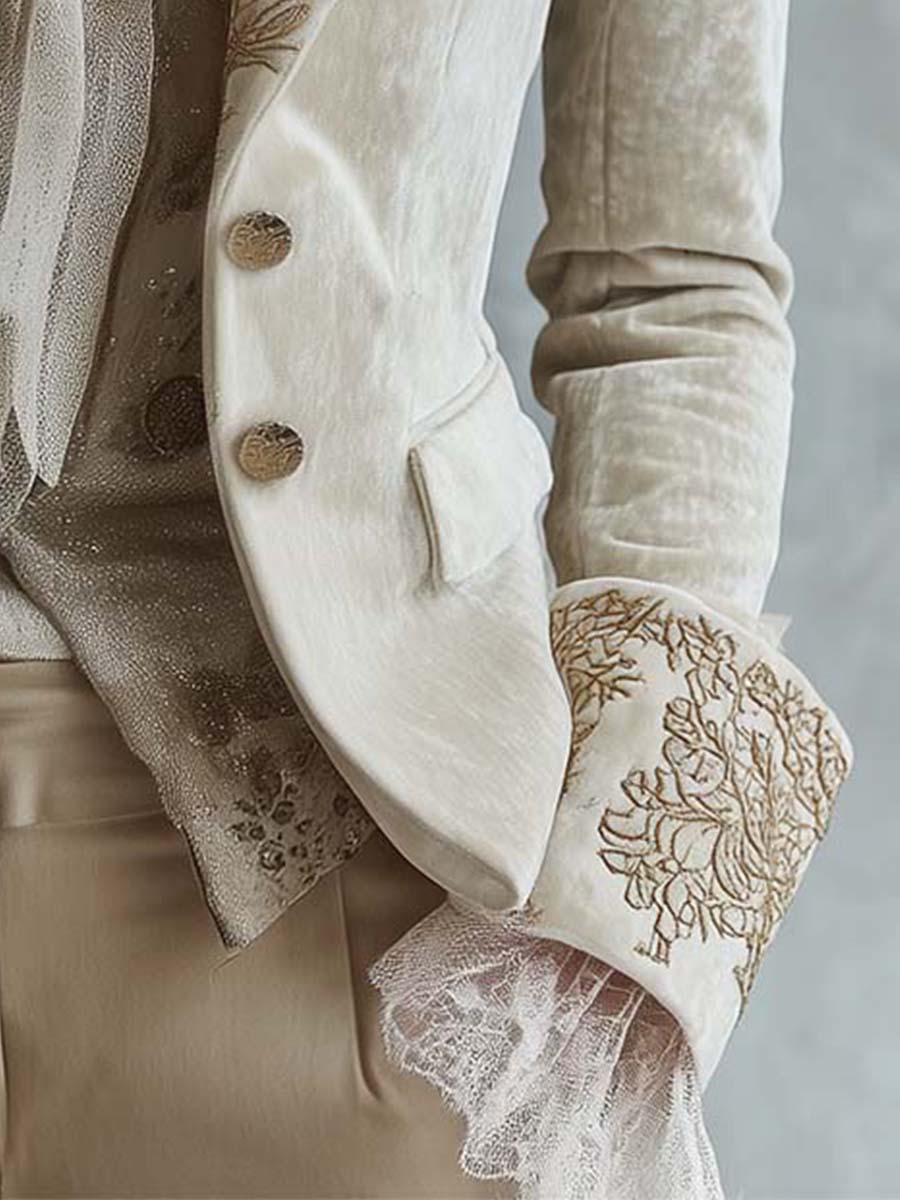 Claire | Embroidered Ivory Blazer