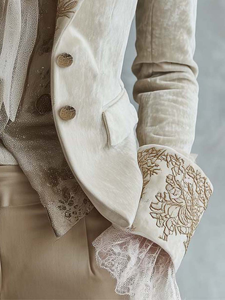 Claire | Embroidered Ivory Blazer