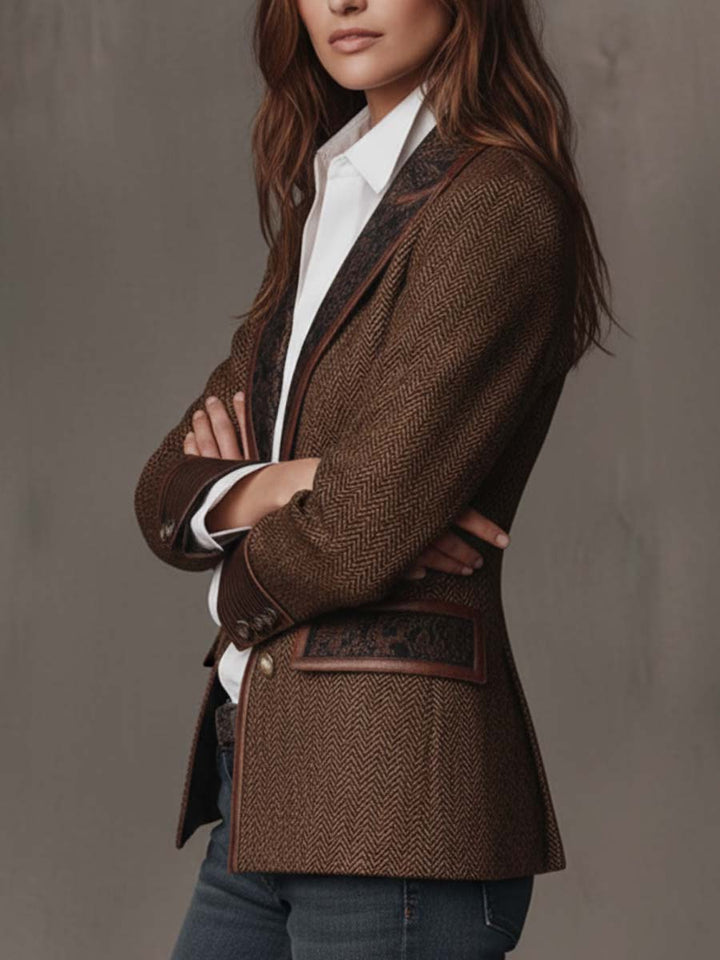 Elaine | Herringbone Print Blazer