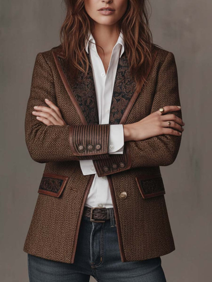 Elaine | Herringbone Print Blazer