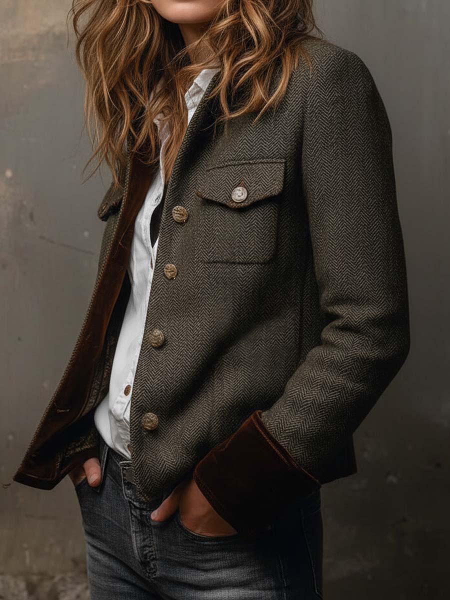 Diane | Vintage Herringbone Blazer