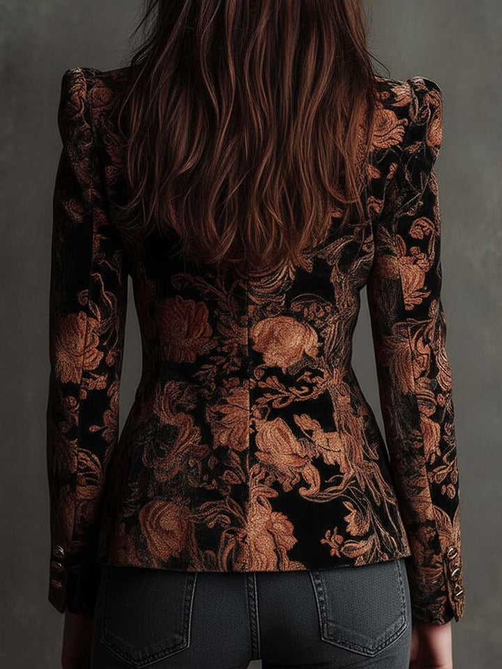 Patricia | Black & Bronze Floral Blazer