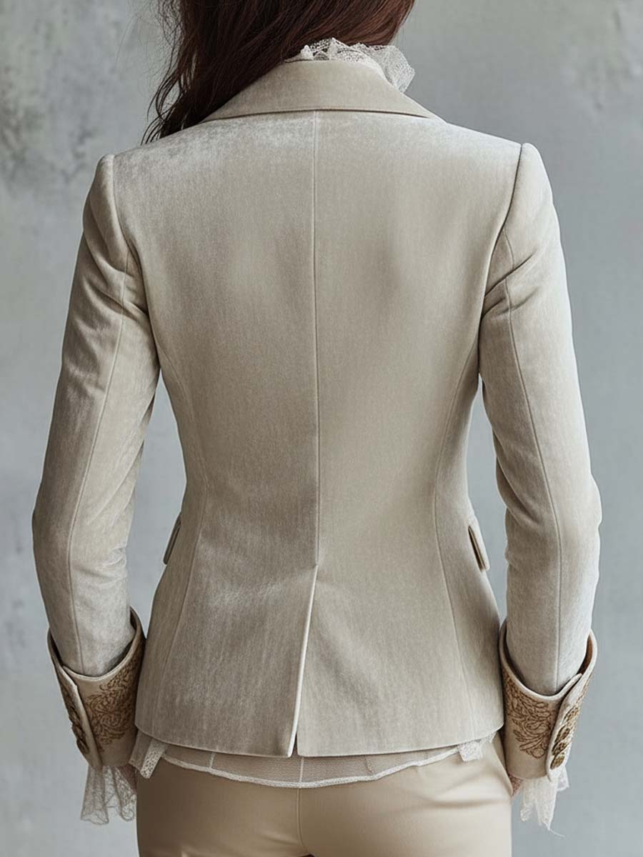Claire | Embroidered Ivory Blazer