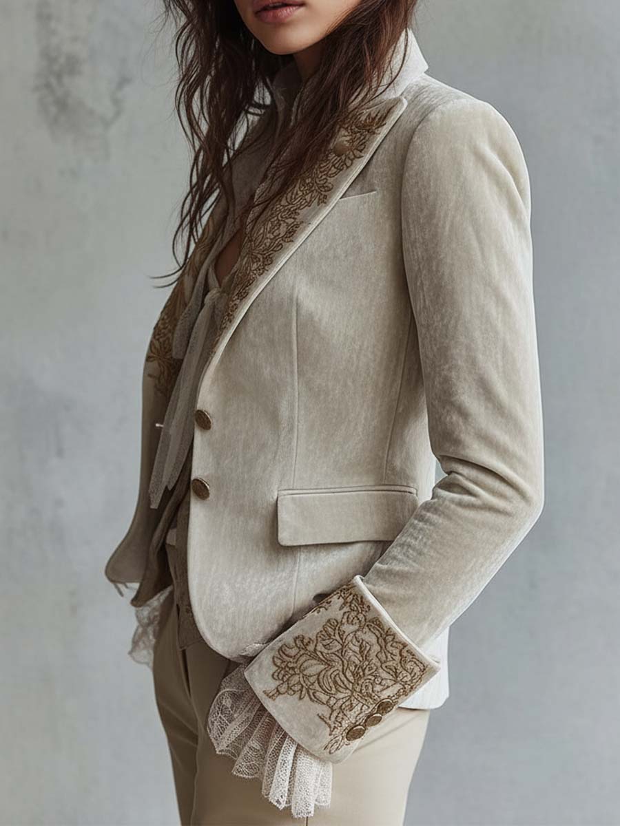 Claire | Embroidered Ivory Blazer