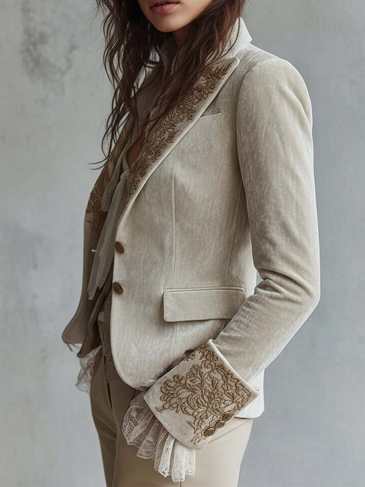 Claire | Embroidered Ivory Blazer