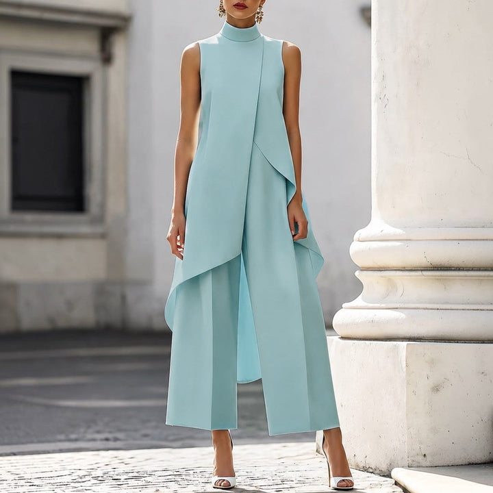 Valentina | Elegant Jumpsuit with High Neck Draped Top