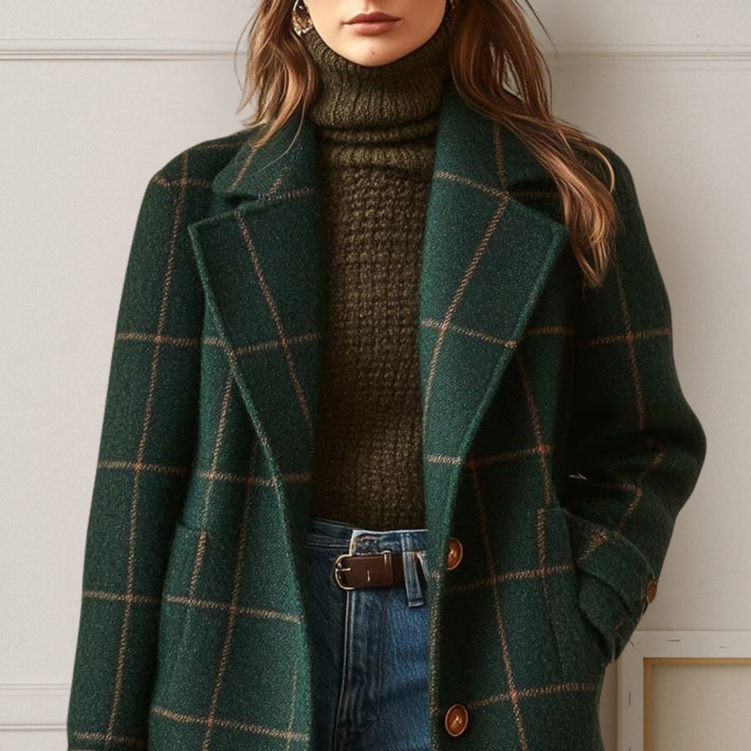 Graziella | Long Tweed Check Coat