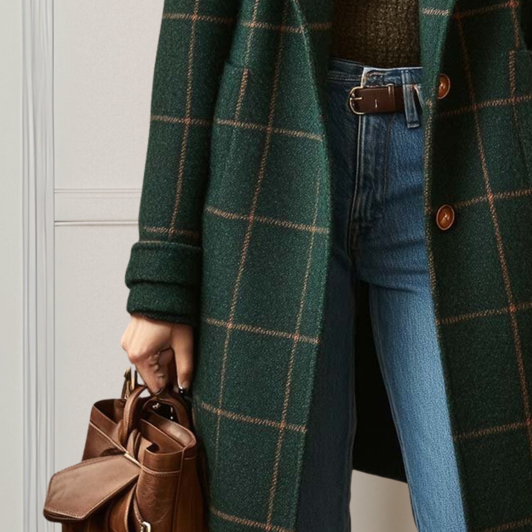 Graziella | Long Tweed Check Coat