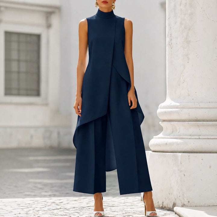 Valentina | Elegant Jumpsuit with High Neck Draped Top