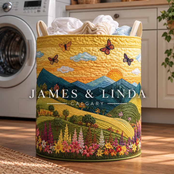 Flower Meadow Quilted Laundry Basket