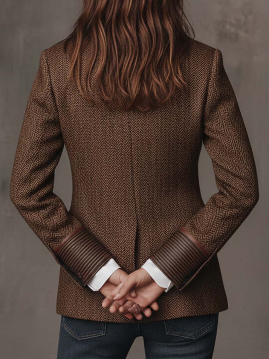 Elaine | Herringbone Print Blazer