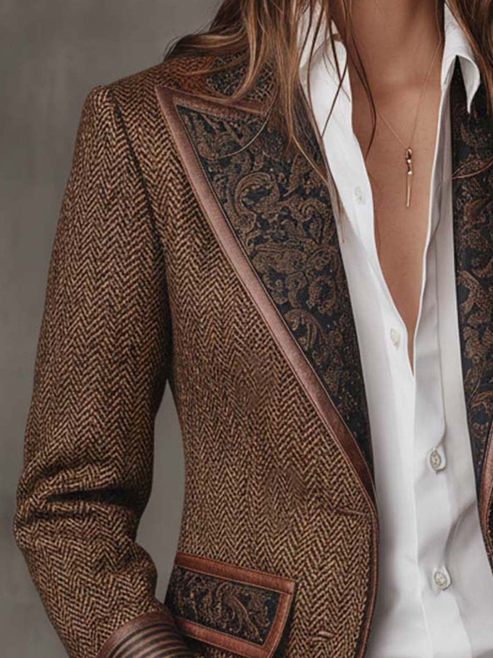Elaine | Herringbone Print Blazer
