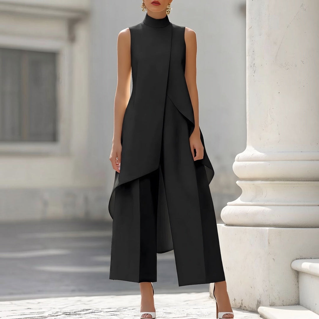Valentina | Elegant Jumpsuit with High Neck Draped Top
