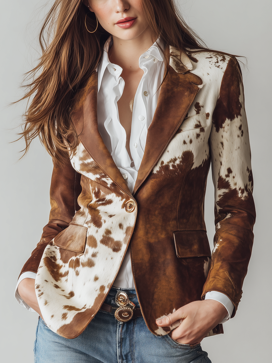Wendy | Vintage Cow Print Blazer