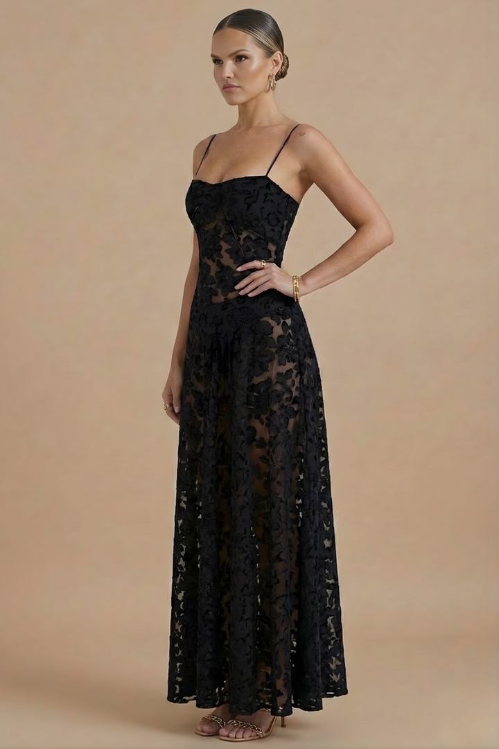 Delphine | Spaghetti Strap Floral Maxi Dress