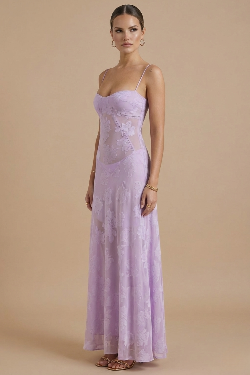 Delphine | Spaghetti Strap Floral Maxi Dress