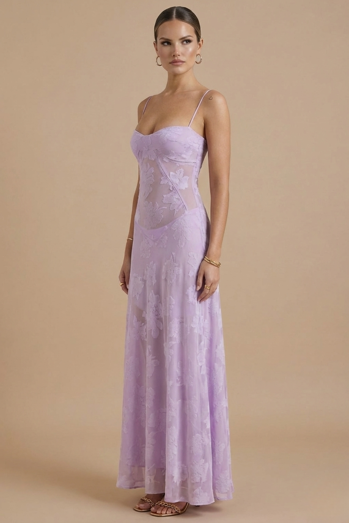 Delphine | Spaghetti Strap Floral Maxi Dress