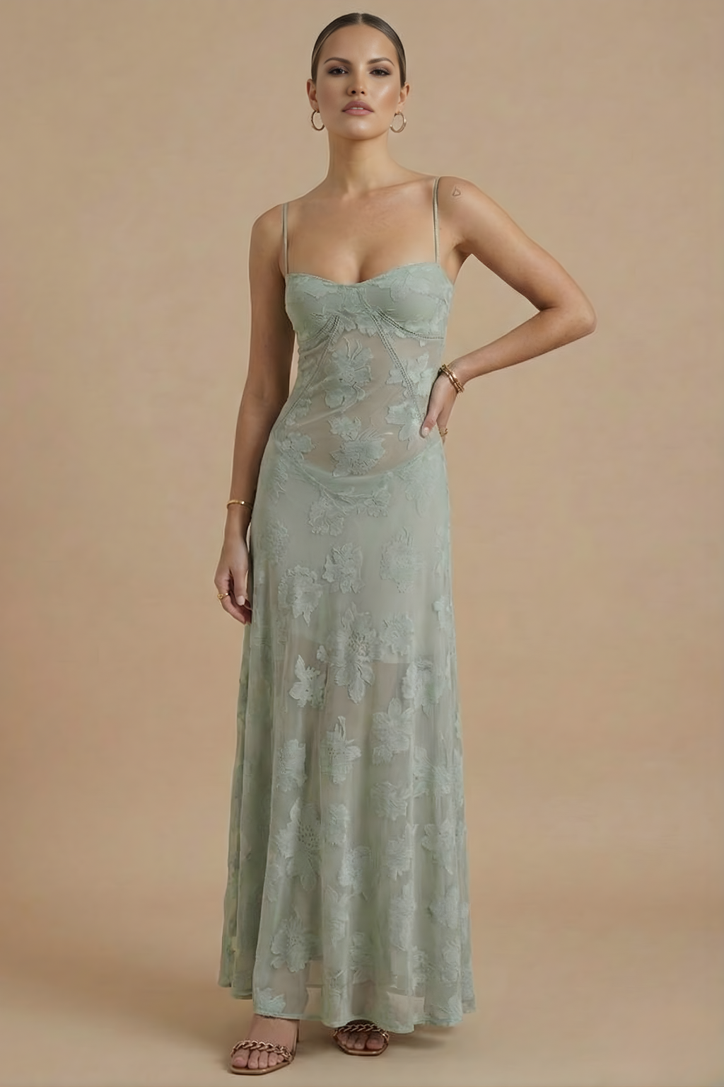 Delphine | Spaghetti Strap Floral Maxi Dress