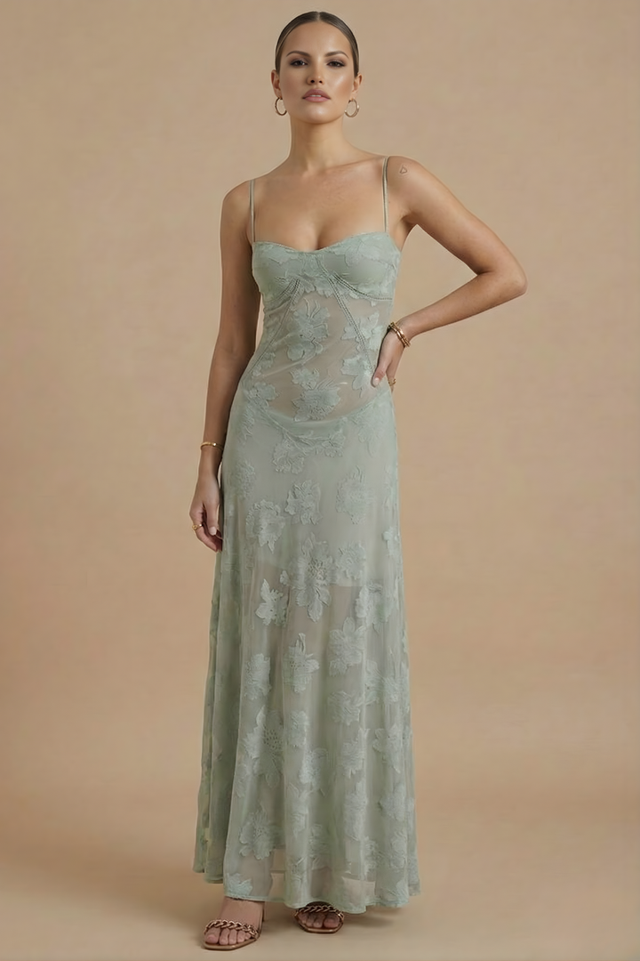 Delphine | Spaghetti Strap Floral Maxi Dress