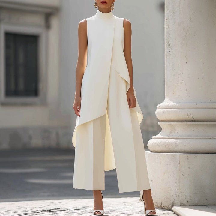 Valentina | Elegant Jumpsuit with High Neck Draped Top