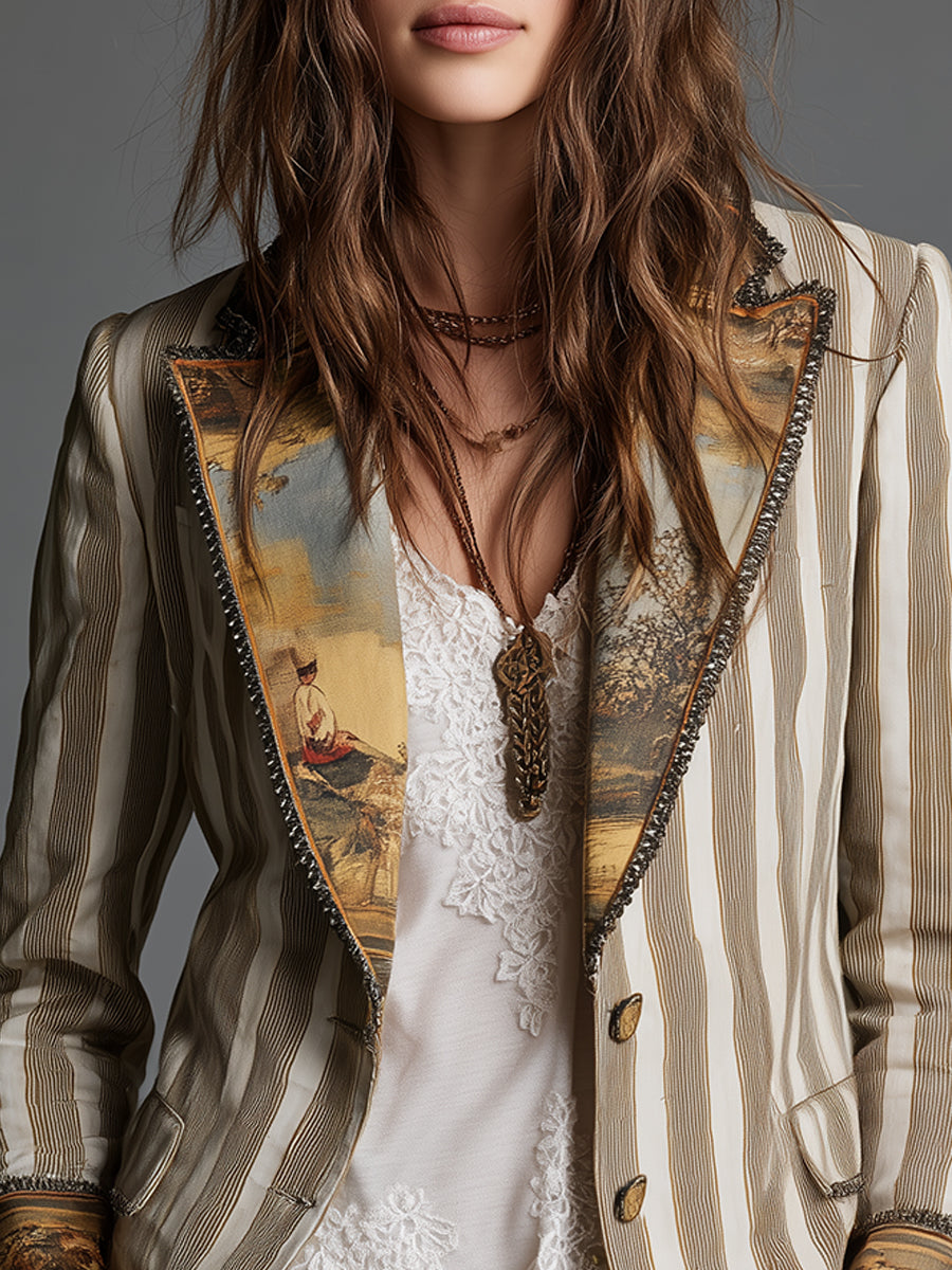 Heather | Bohemian Striped Blazer