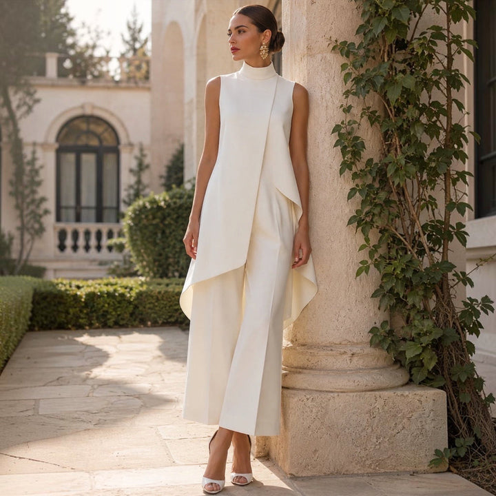 Valentina | Elegant Jumpsuit with High Neck Draped Top