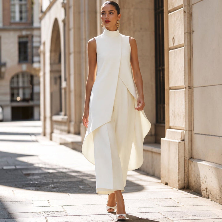 Valentina | Elegant Jumpsuit with High Neck Draped Top