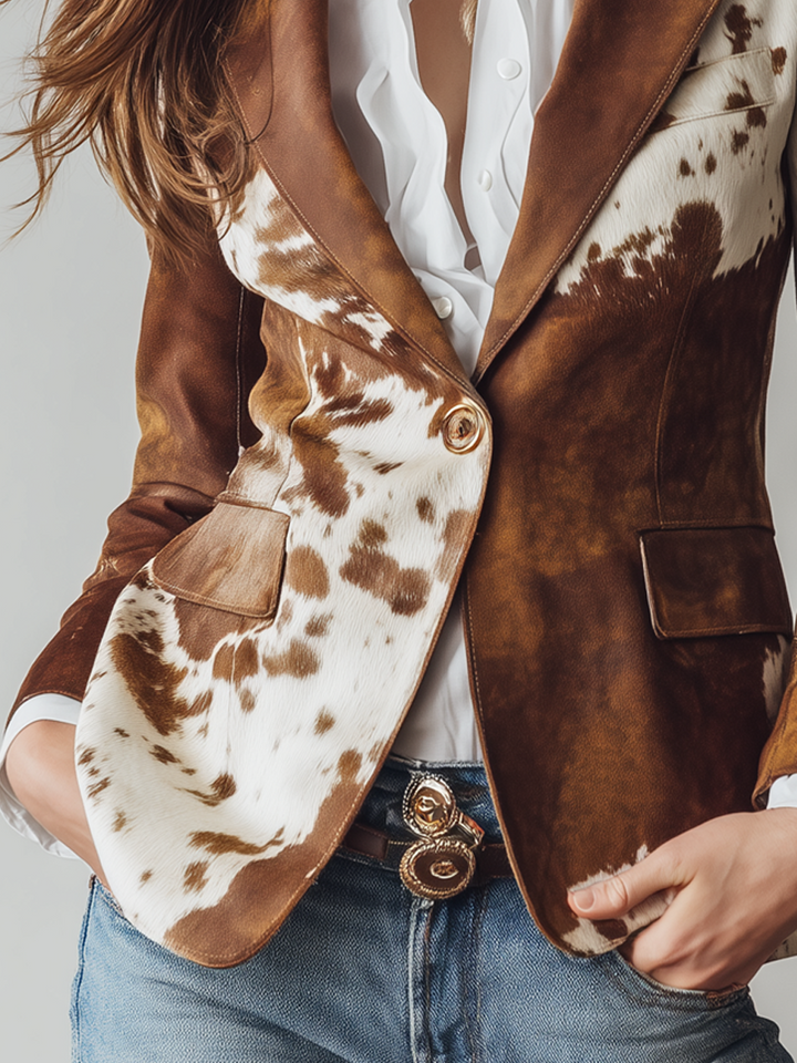 Wendy | Vintage Cow Print Blazer
