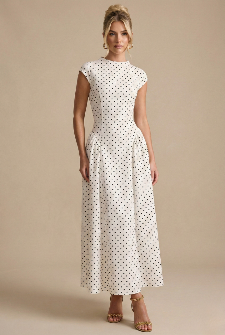 Clémentine | Polka Dot Maxi Dress