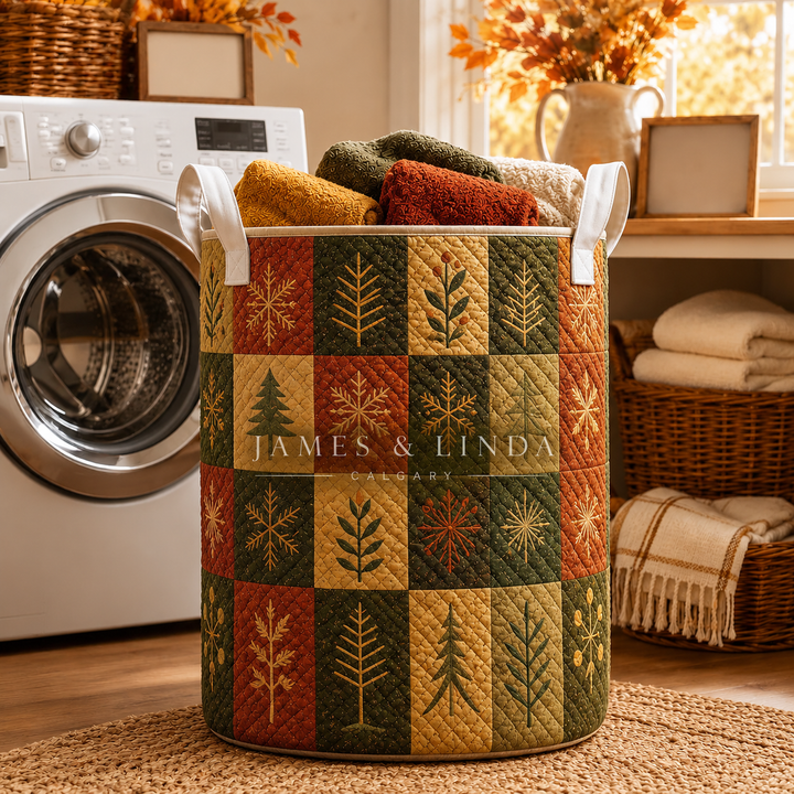Autumn Leaf Patchwork Laundry Quilted Laundry Basket