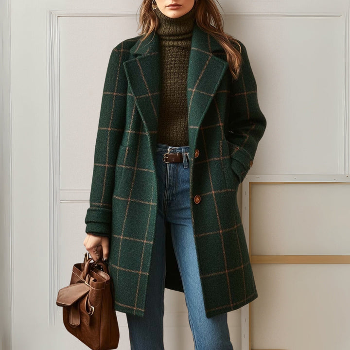 Graziella | Long Tweed Check Coat