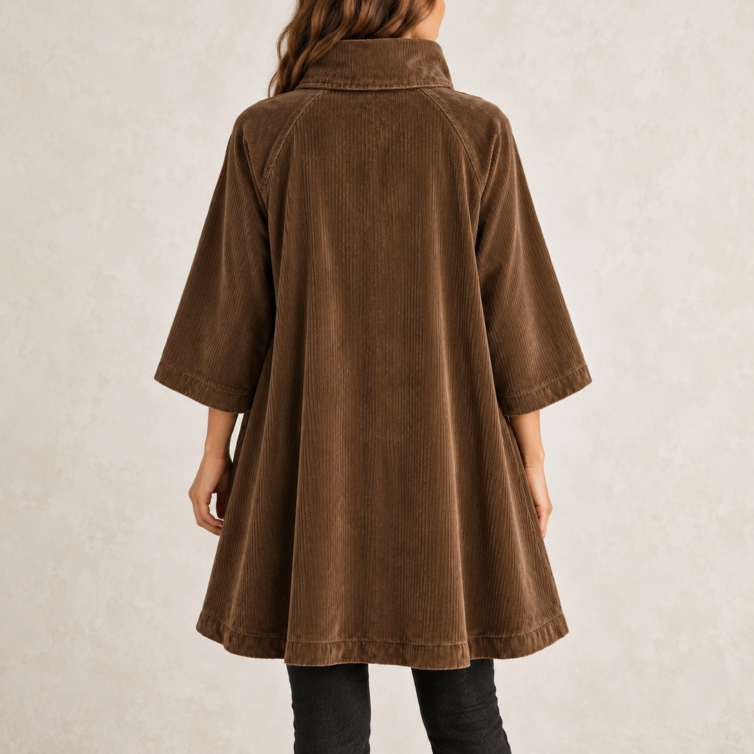 Brooke | Chocolate Brown Corduroy Button-Up Tunic