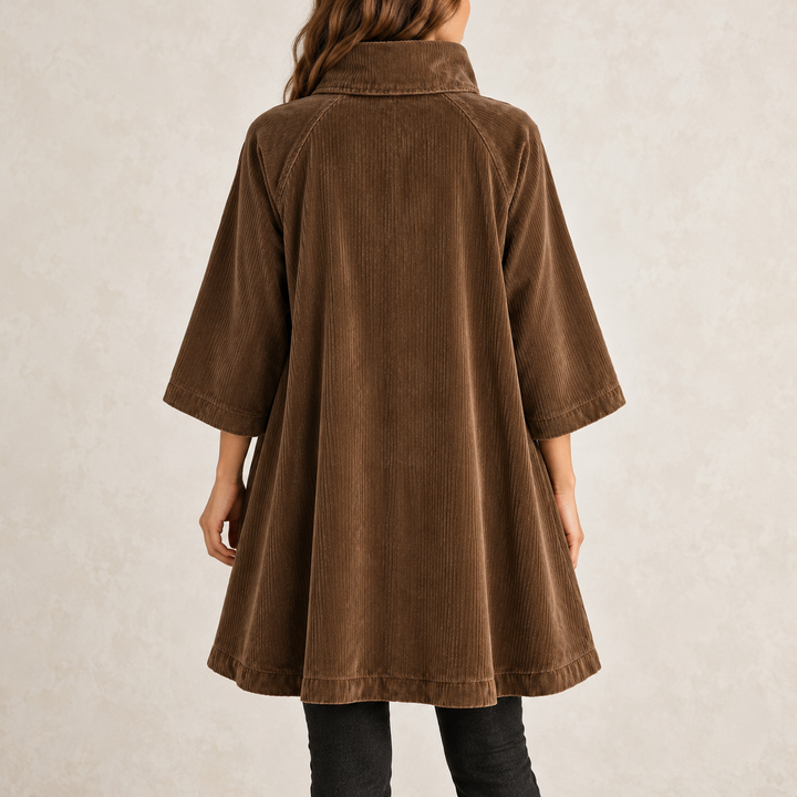 Brooke | Chocolate Brown Corduroy Button-Up Tunic