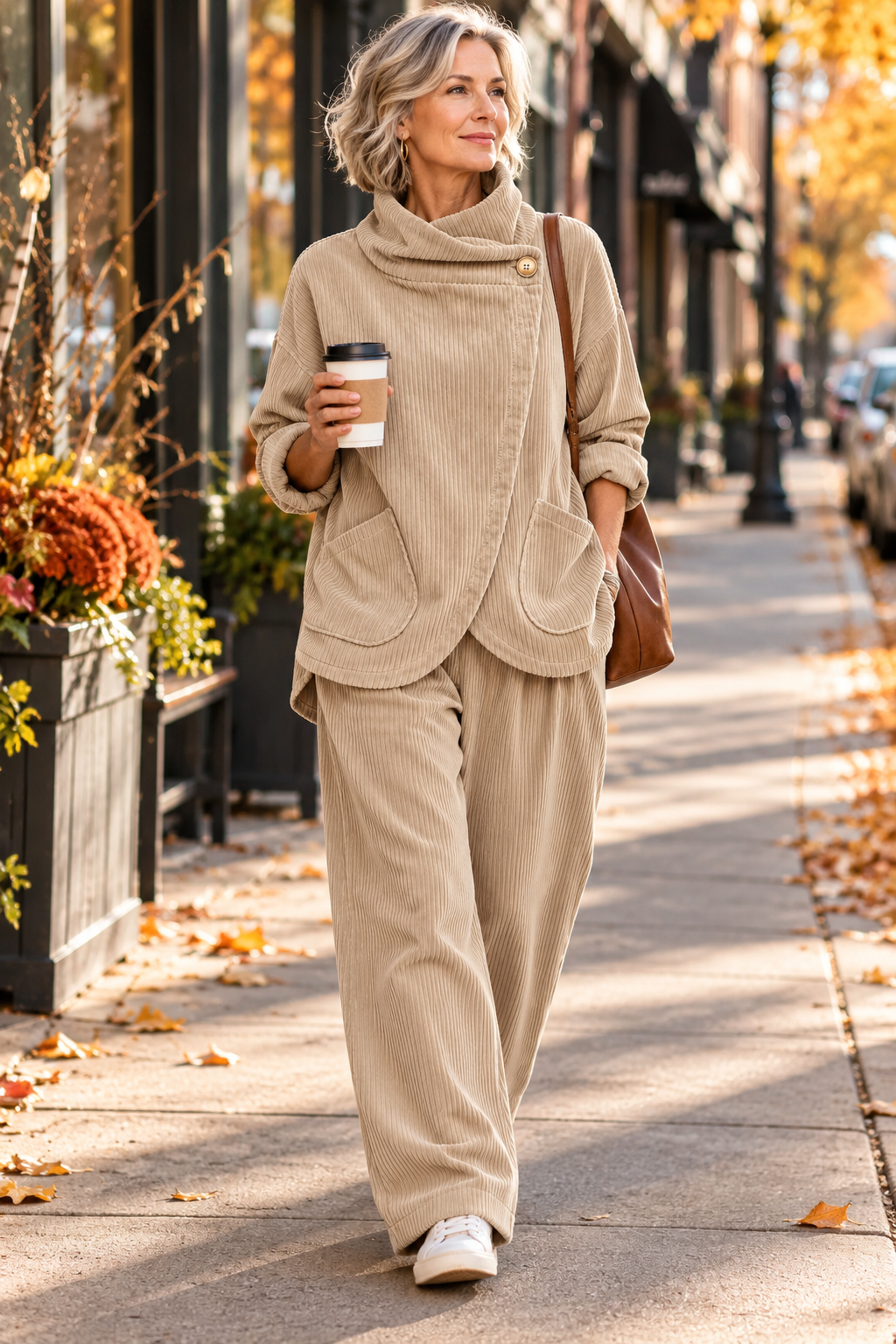 Mackenzie | Cream Corduroy Wrap Top