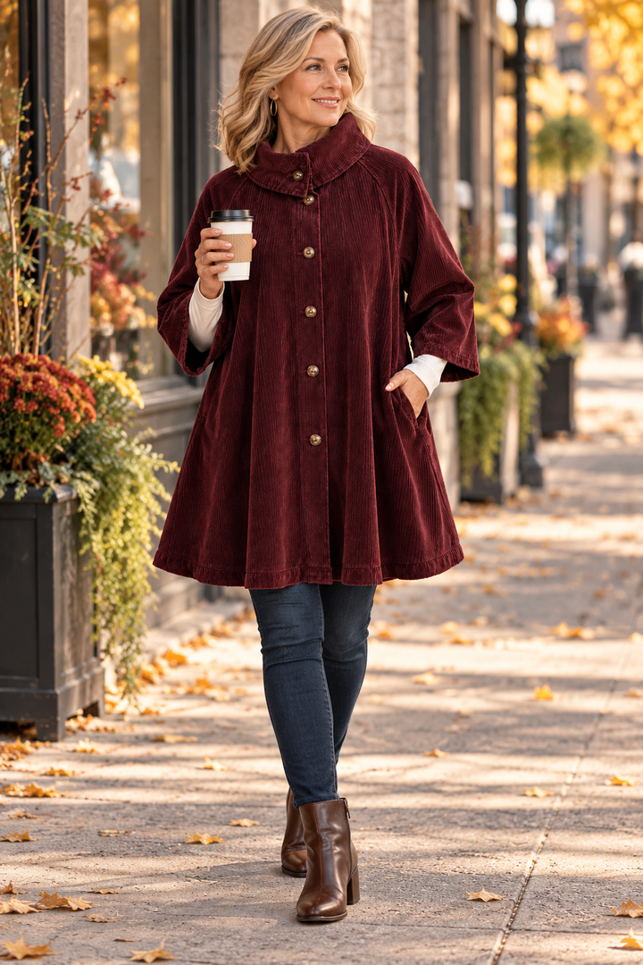 Tessa | Burgundy Corduroy Button-Up Tunic