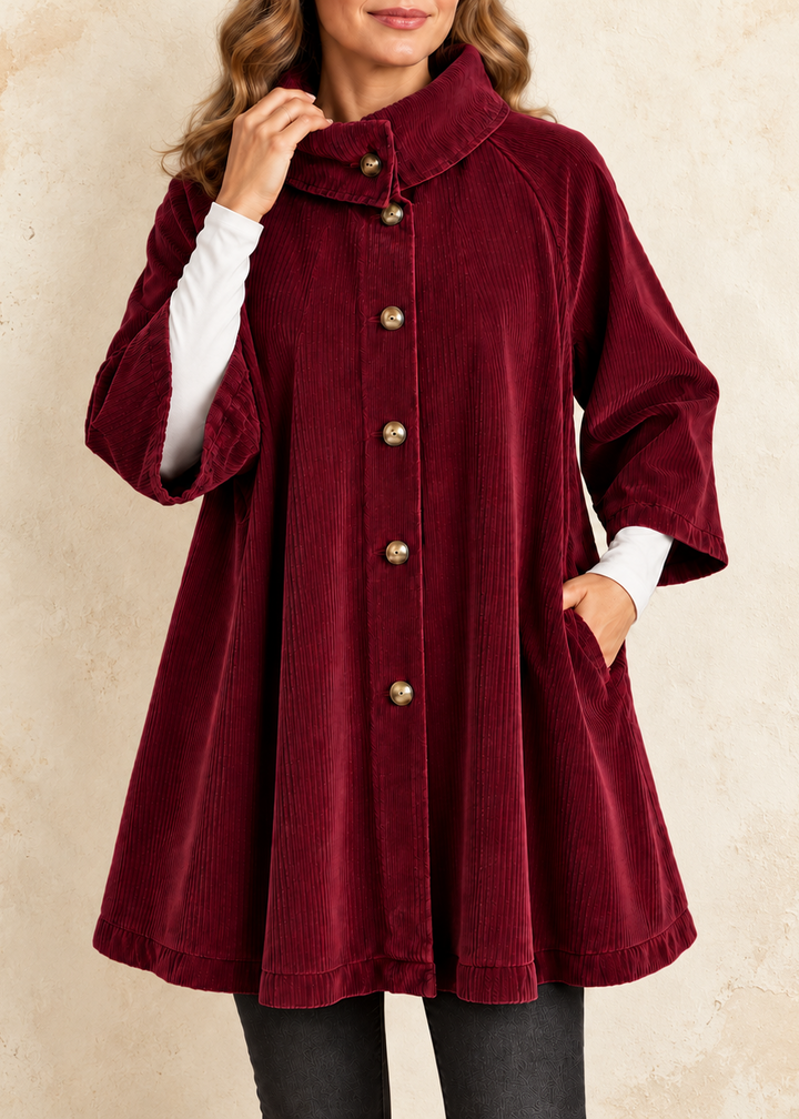 Tessa | Burgundy Corduroy Button-Up Tunic