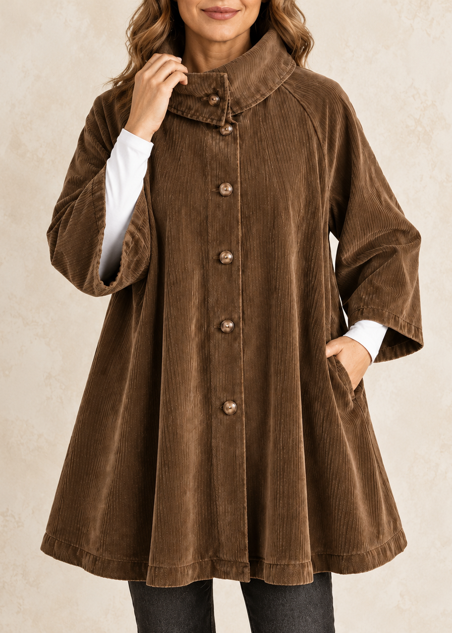 Brooke | Chocolate Brown Corduroy Button-Up Tunic