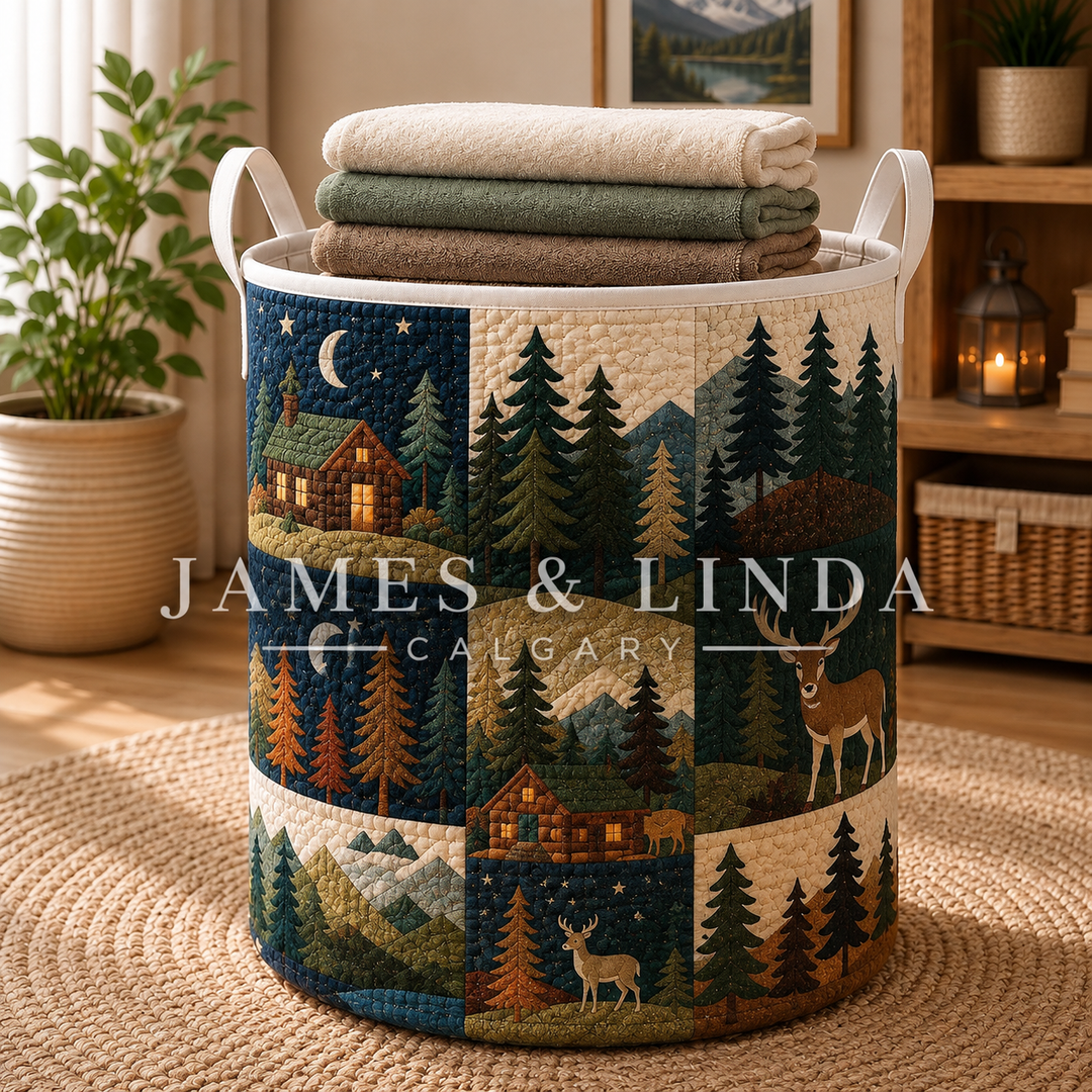Woodland Quilted Laundry Basket