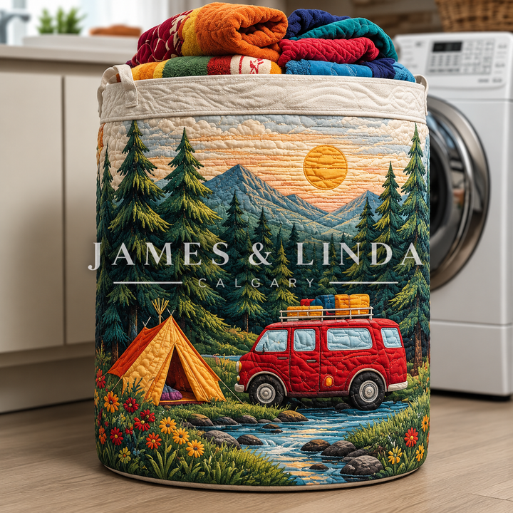 Cozy Camper Quilted Laundry Basket