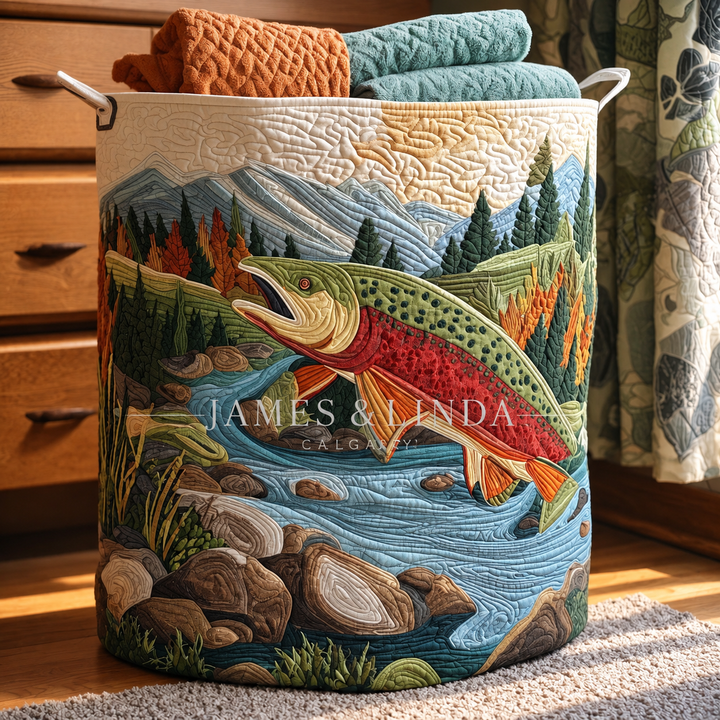 Mountain Stream Serenity | Quilted Storage Basket