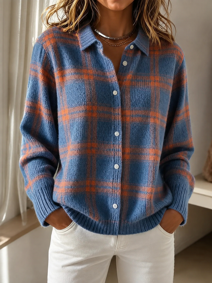 Anna | Plaid Knit Cardigan