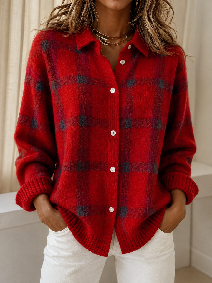 Anna | Plaid Knit Cardigan