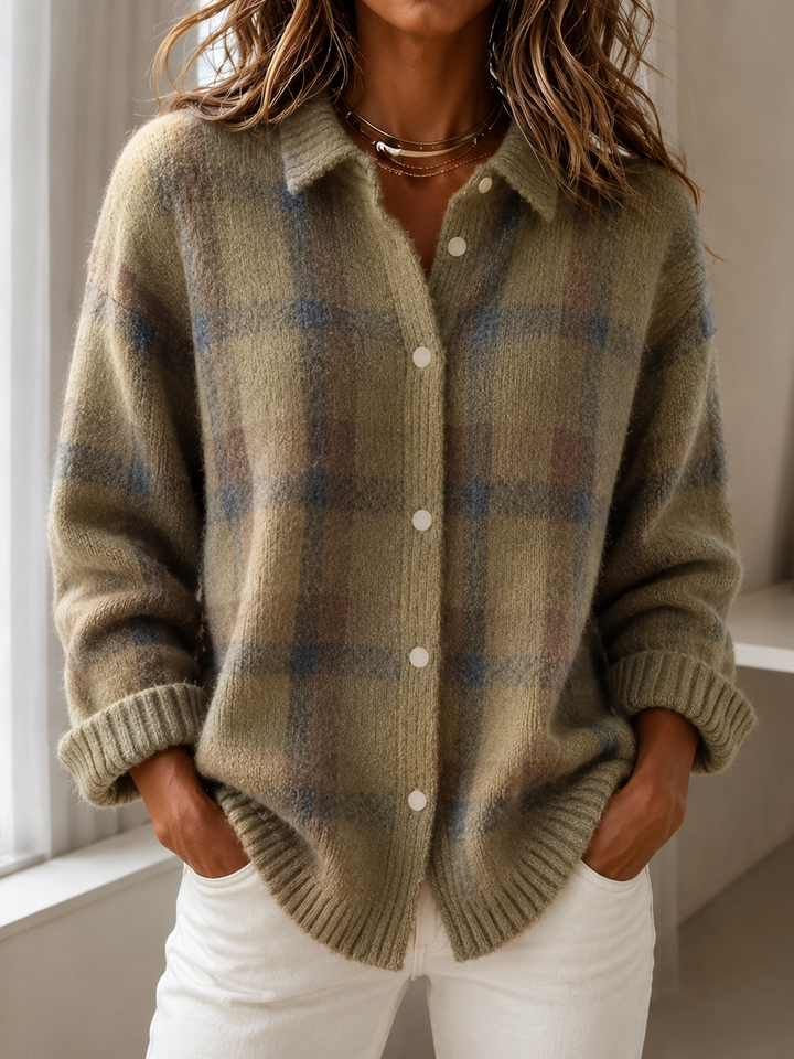 Anna | Plaid Knit Cardigan