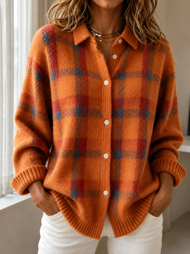 Anna | Plaid Knit Cardigan