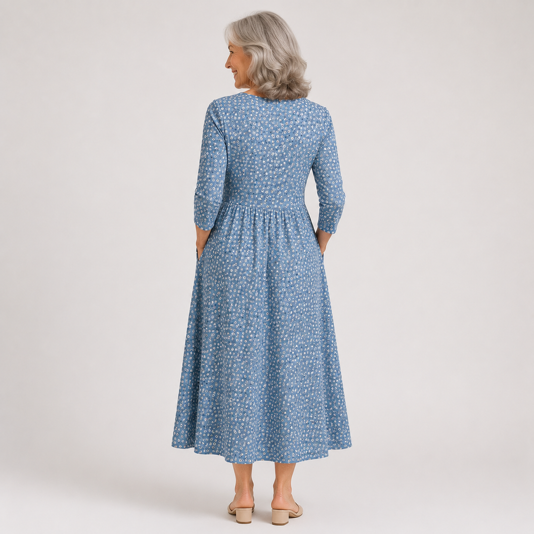 Blue Meadow Easy-Wear Floral Midi Dress