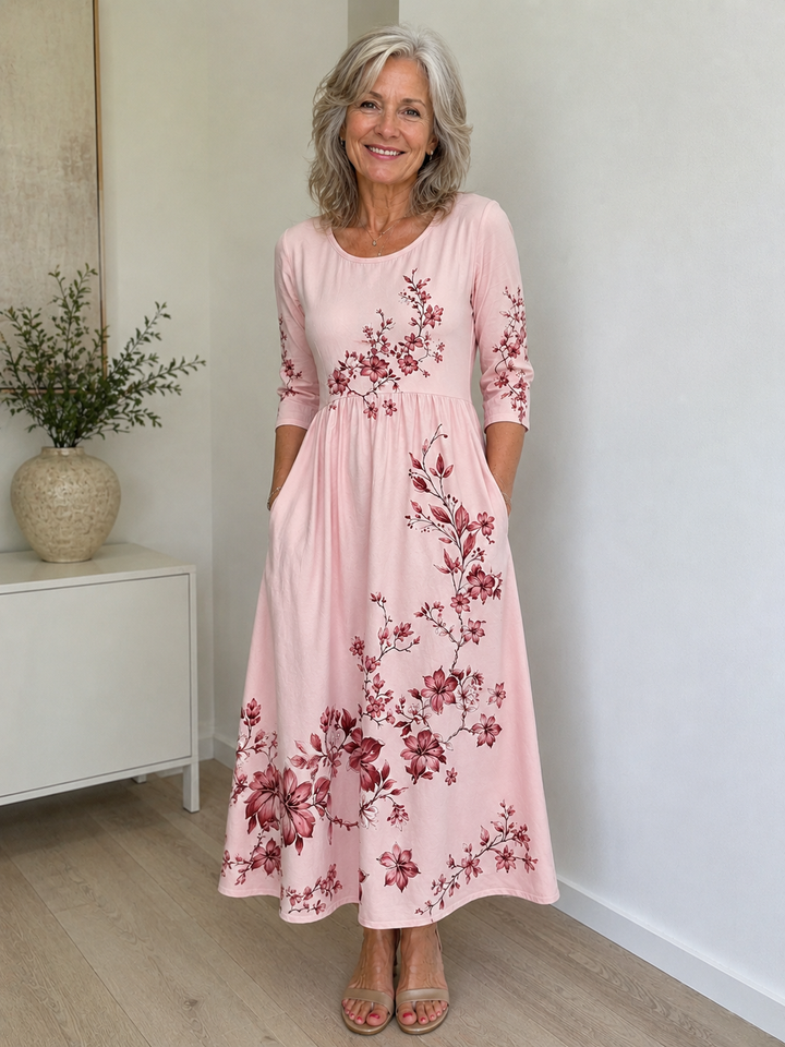 Rose Garden Charm Pocket Midi Dress