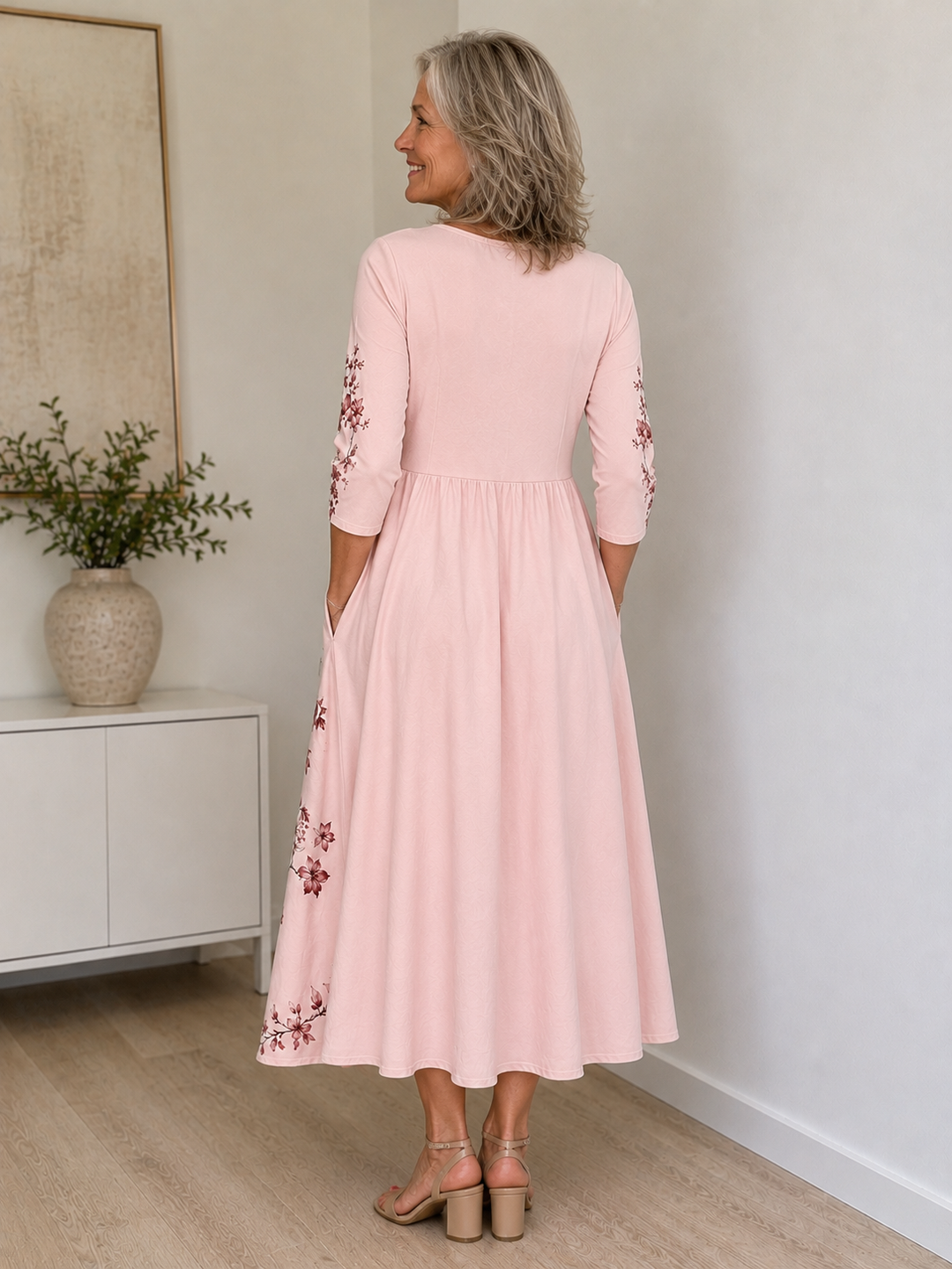 Rose Garden Charm Pocket Midi Dress