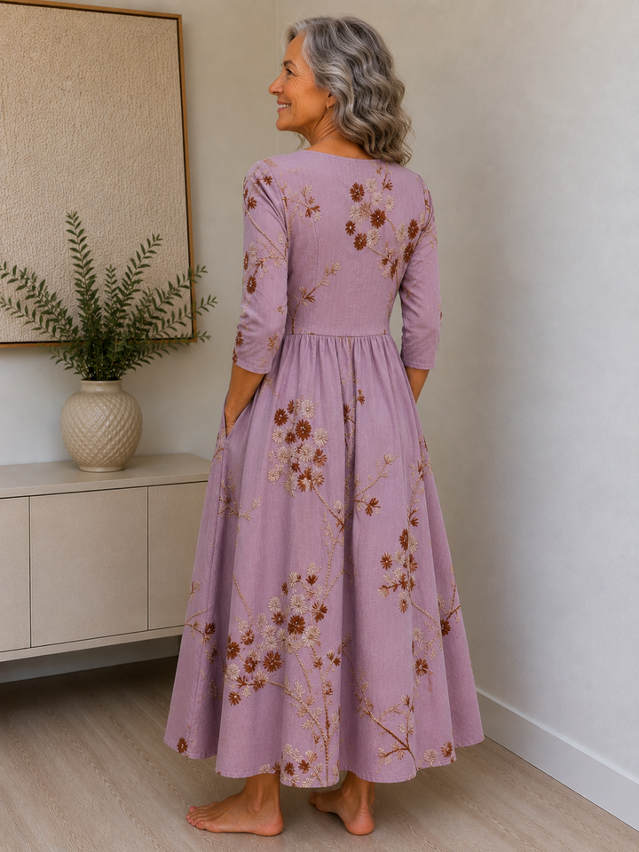 Heather Meadow Floral Pocket Midi Dress